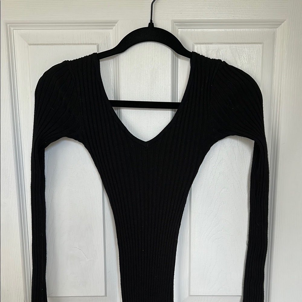 PLT Black Ribbed Midi Dress - Picture 3 of 5